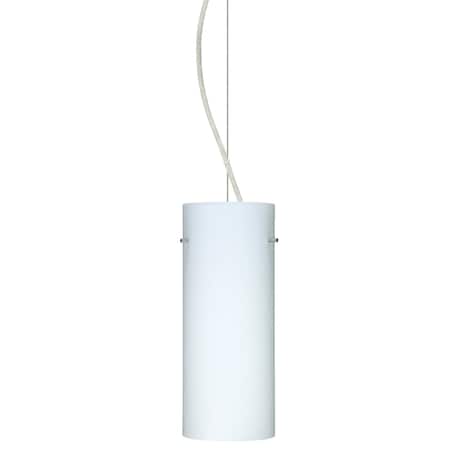 Besa Lighting Stilo 10 Cord Pendant, Opal Matte, Satin Nickel Finish, 1x100W Incandescent 1KX-412307-SN